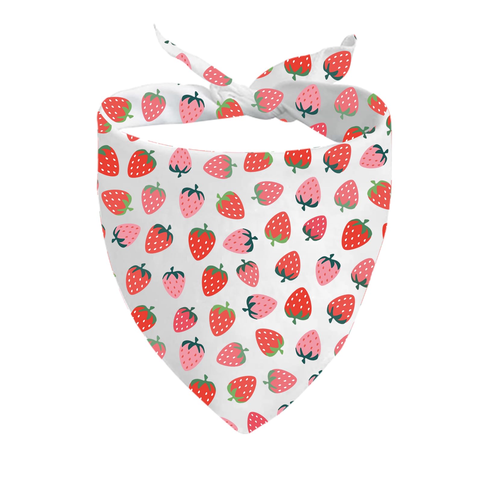 Bandana pour chien fraise d'été léger et respirant motif champs de fraises rose
