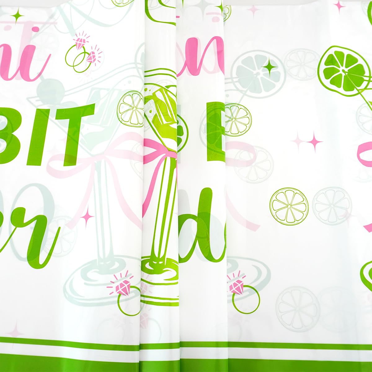 2 Pack Martini Tablecloths, A Tini Bit Older Birthday Table Covers, Martini with Pink Bow Party Supplies, 54x108" Disposable Waterproof Table Cloth