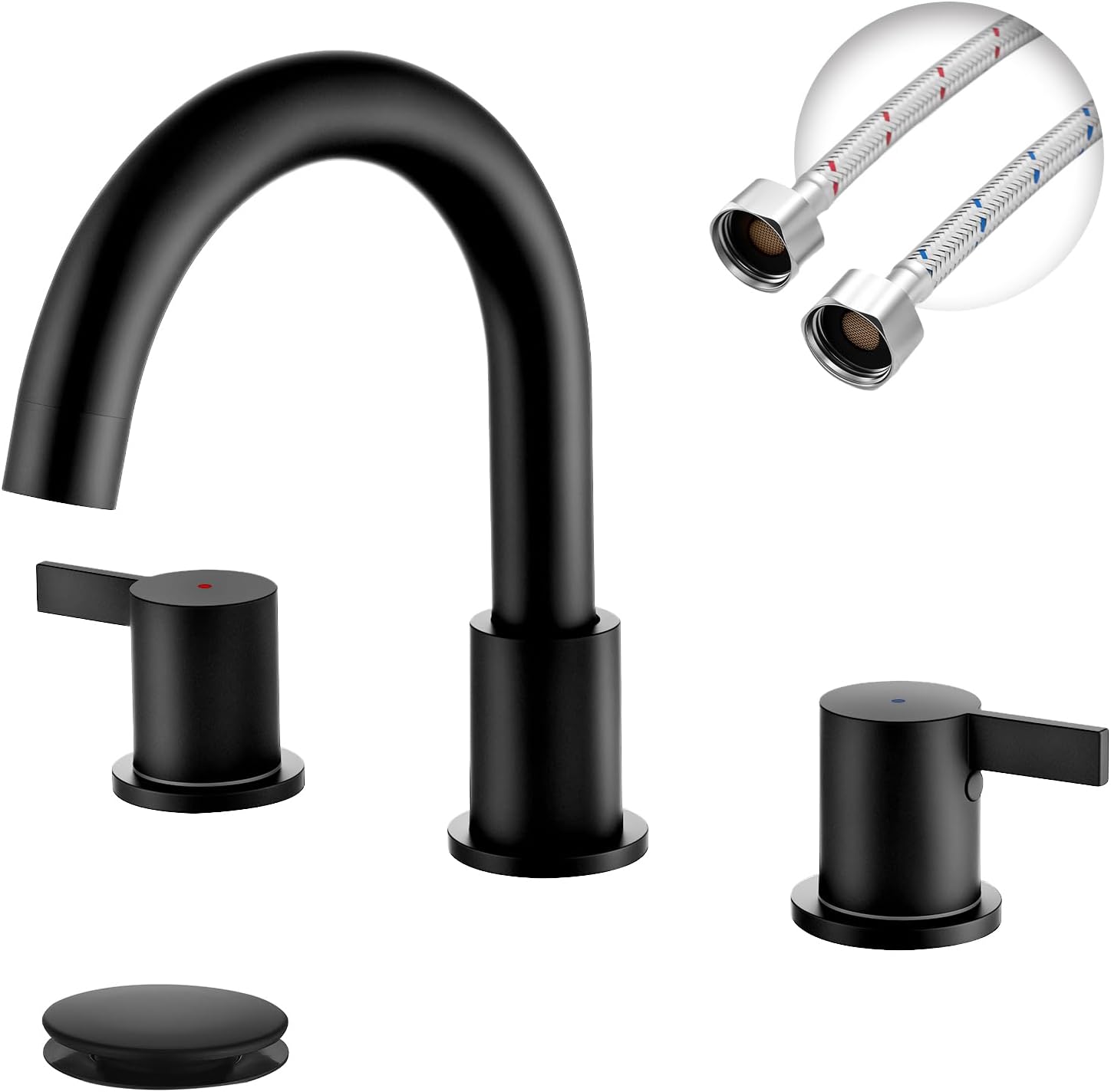 JAKARDA Two Handle 8inch Black Bathroom Faucet 3 Holes, Bathroom Sink ...