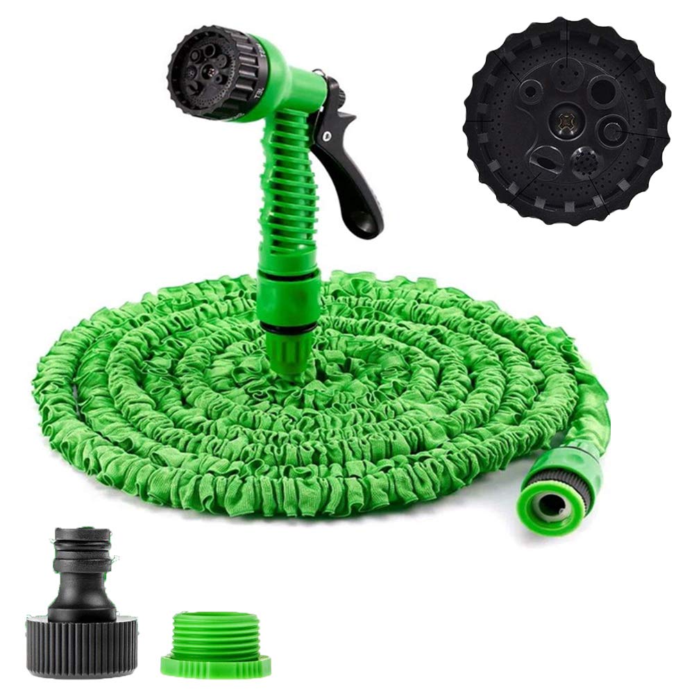 150ft Expandable Garden Water Hose Pipe with 3/4", 1/2" Fittings, Anti-Leakage - Flexible Expanding Hose with 7 Function Spray Nozzle