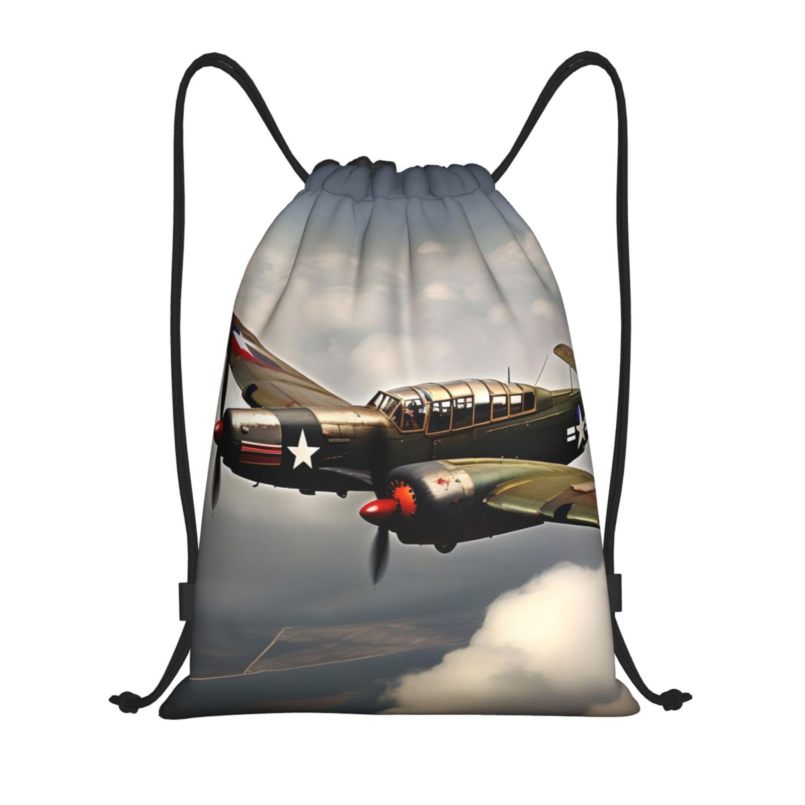 JEJEA World War 2 Aircraft Airplane 2-standard-scale-2_00x print Drawstring Backpack Drawstring Gym Bags Draw String Bags Backpack for Swimming, Beach