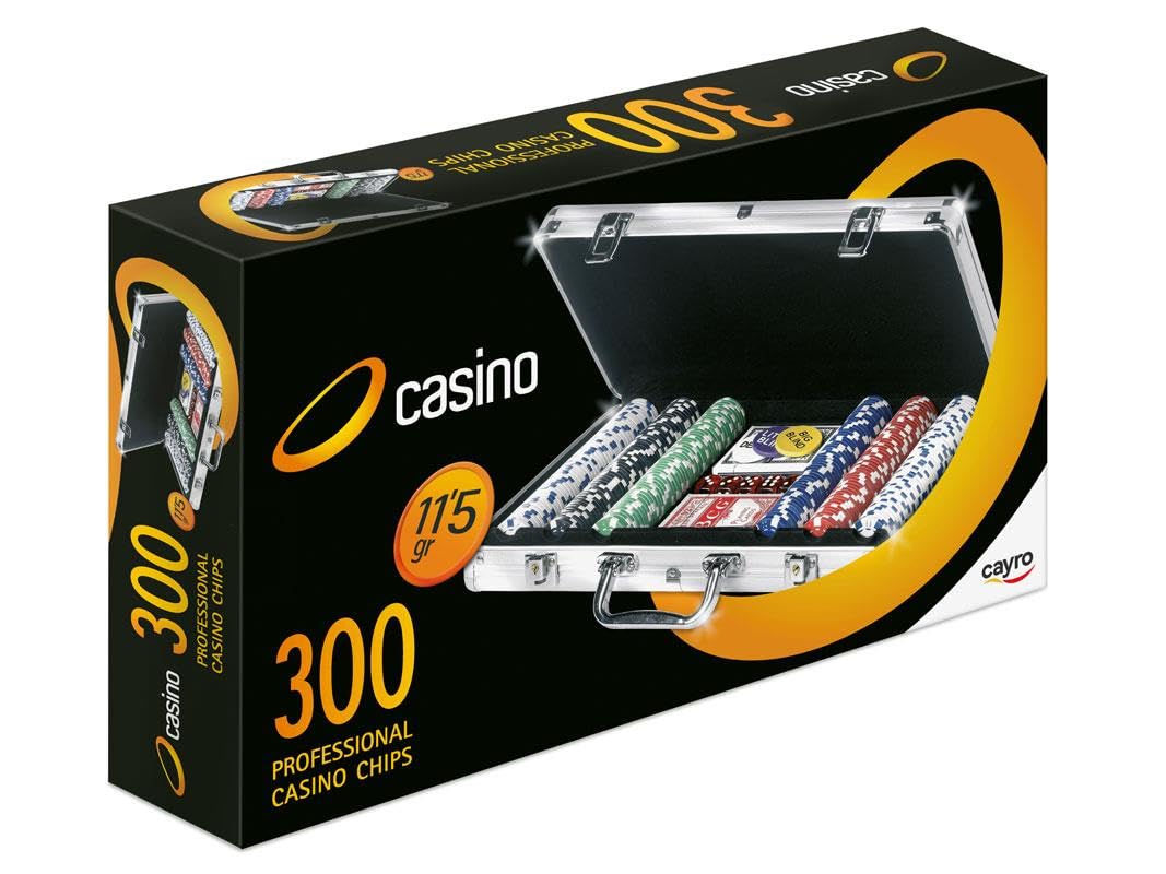 Cayro - Maletín Fichas de Poker - 300 Fichas Profesional - Juegos Apostar - Casino - Cartas de Poker - Partida con Amigos y Familia