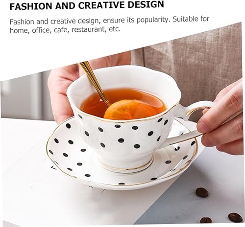 Miniatura 6 de Didiseaon 1 juego de taza de café de punto y platillo taza de té para té de la tarde elegante taza de bebidas oficina en casa