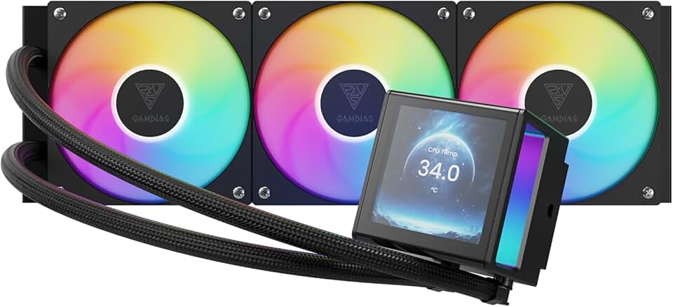 Water Cooler Gamdias Chione P5-360 Preto RGB com Tela IPS LCD 3.4” 360mm
