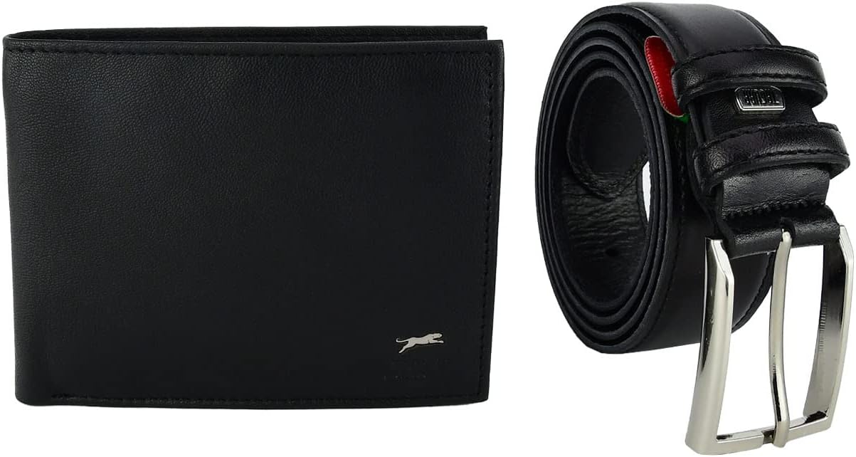 Jaguar Men's Gift Box Belt and Wallet, Genuine Leather Black Amazon