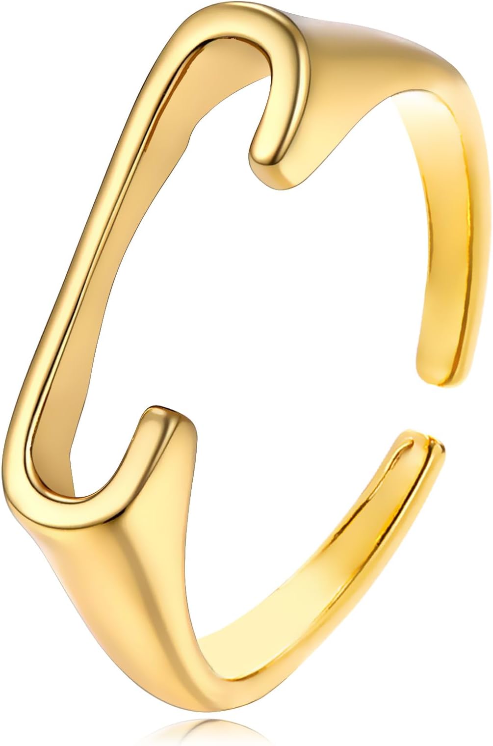 REELMARGold Bold Adjustable Initial Ring for Women Chunky Name Letter Open Ring Alphabet Signet Stacking Rings Statement Jewelry