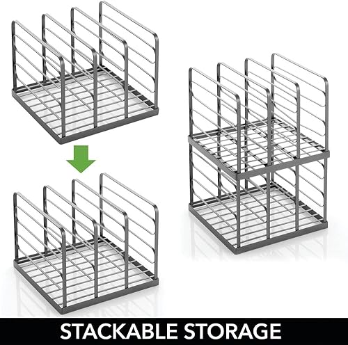 Miniatura 3 de mDesign Organizador apilable de metal dividido para armarios, dormitorios, aparadores, estantes, solución de almacenamiento de estantes para