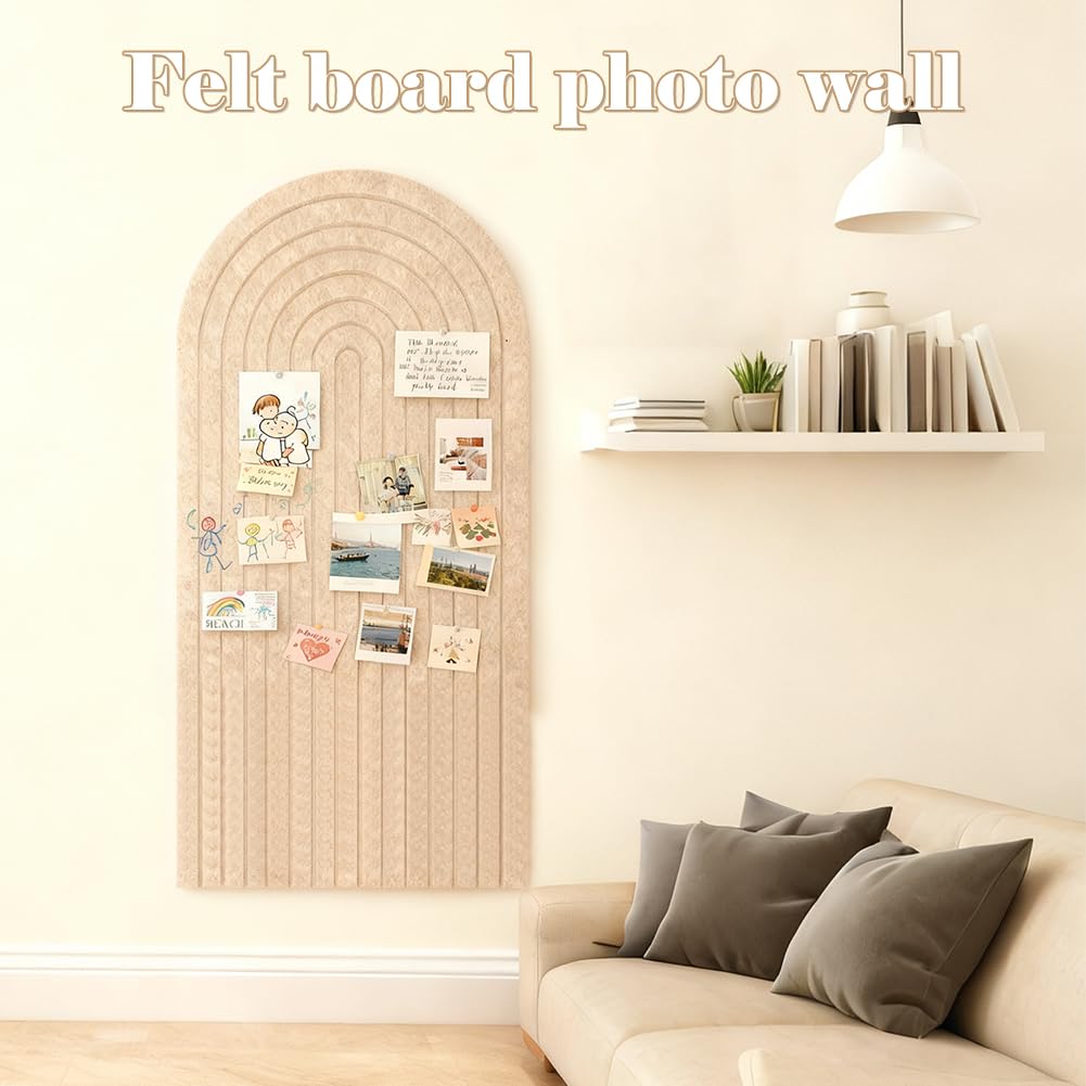 Tavola Fotografica Pieghevole Autoadesiva, 60x120cm con Bordi Tondi, Bacheca Decorativa per Camera dei Bambini, Parete in Feltro da 0,9cm di Spessore, Bacheca per Promemoria, Appendiabiti per Scuola