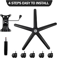 Vista 6 de Repuesto de base de silla giratoria de 28 pulgadas, base de silla de oficina, base de repuesto de silla de juegos resistente de 350 libras