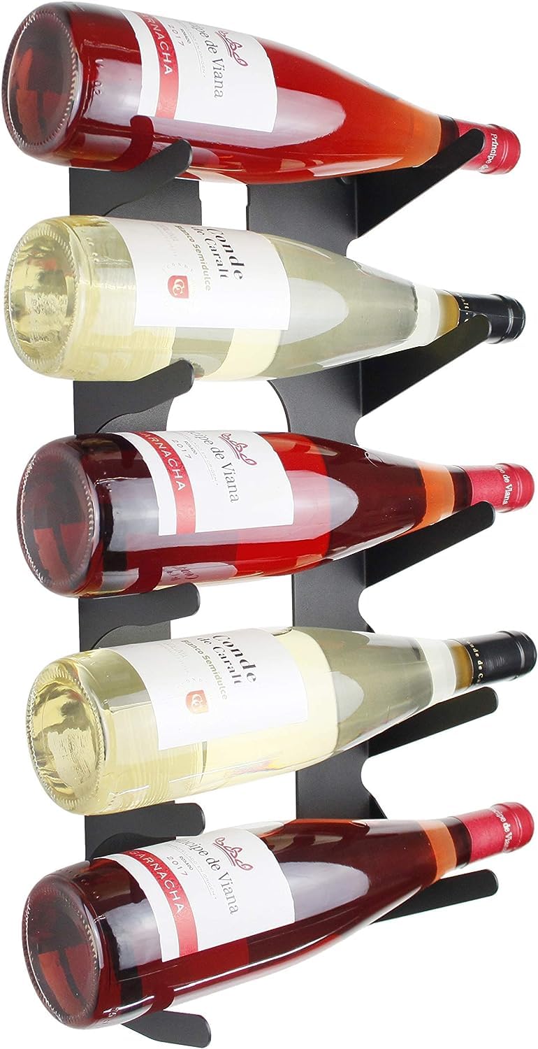 Lot de 2 Casier à Bouteilles | pour 5 Bouteilles | 100% Acier | Fabriqué en Europe | Range Bouteille | Porte Bouteille | Range Bouteille Vin | Porte Bouteille Mural | Rangement Bouteille