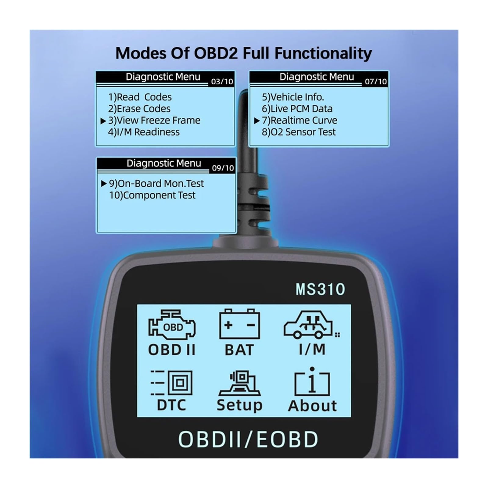 Multi-Lingue Leggi Le Informazioni del Veicolo OBDII Scanner Veicolo OBD2 2 Pezzi Lettore di codice MS310 Strumento scansione diagnostica for Auto Funziona for,Facile da Usare