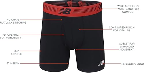 Miniatura 6 de New Balance Calzoncillos tipo bóxer de rendimiento para hombre con bragueta, ropa interior elástica transpirable, absorbe la humedad, cintura suave