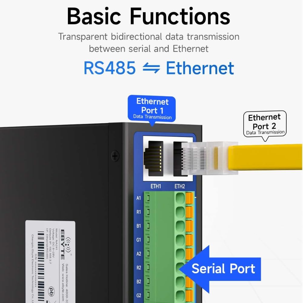RS485 auf RJ45 4/8 Ports Serial Server Datenübertragung Modbus Gateway NA24/281 Serie Dual Ethernet Port UDP HTTP MQTT Watchdog Industriequalität (8-Wege)