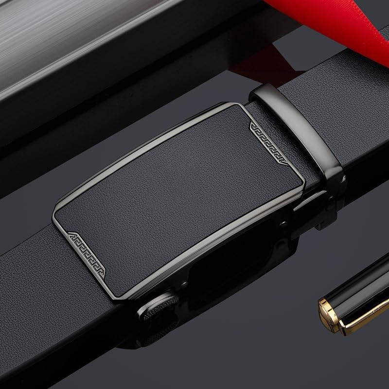 JSEIAJB Men's Leather Belt With Automatic Buckle Cowhide Belt Business Belt(115cm)3