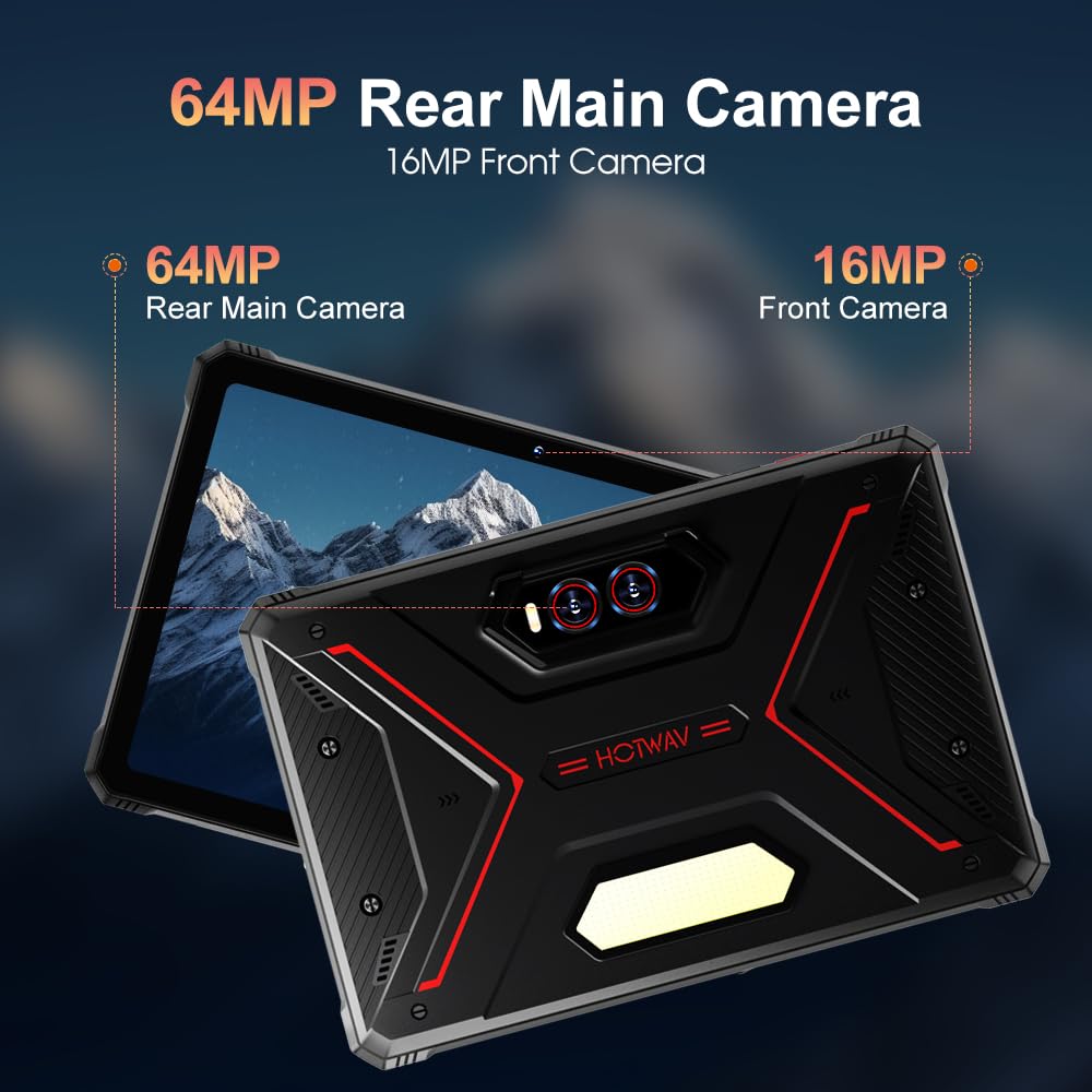HOTWAV R9 Plus Outdoor Tablet 11 Zoll 2026, 20080mAh Große Akku Rugged Tablet PC, 24GB+512GB/2TB Outdoor Handy Android 14, 64MP+16MP, IP68 Wasserdicht,Dual SIM,4G LTE,5G WiFi,OTG,GPS,FM, Schwarz