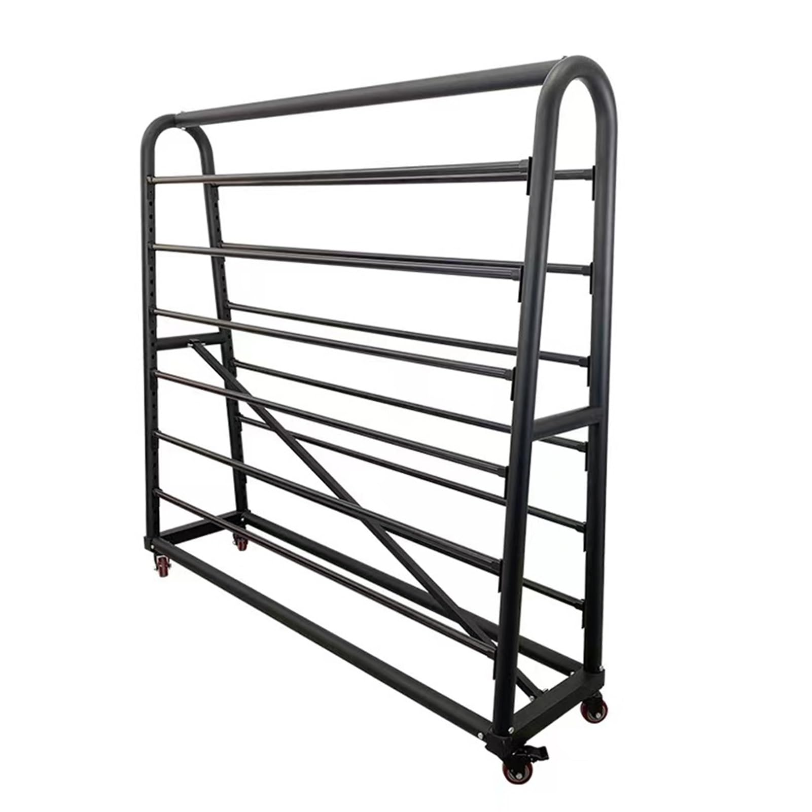 Large Textile Fabric Cart Storage Rack with Adjustable Hanging Rod, Movable Heavy Duty Steel Vinyl Rolls Organiser Holder for Tablecloth/Window Film/Wallpaper Displays, Hold Up 12 Roll(180x45x170cm)