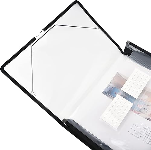 Miniatura 8 de Carpeta de archivos expandible organizador de documentos r con solapa y cierre de cable, bolsa de documentos transparente impermeable, expansión de