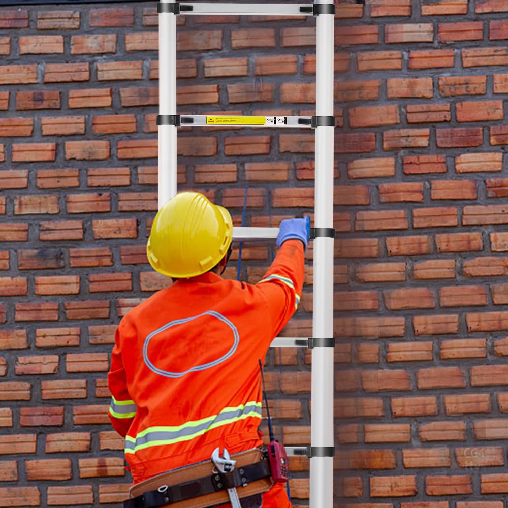 STANEW Teleskopleiter Aluminium 2,6m,Rutschfester Klappleiter Stehleiter Mehrzweckleiter, Abnehmbare Armlehne, Ausziehbare Leiter, Multifunktional Ladder, Maximale Belastbarkeit 150 kg