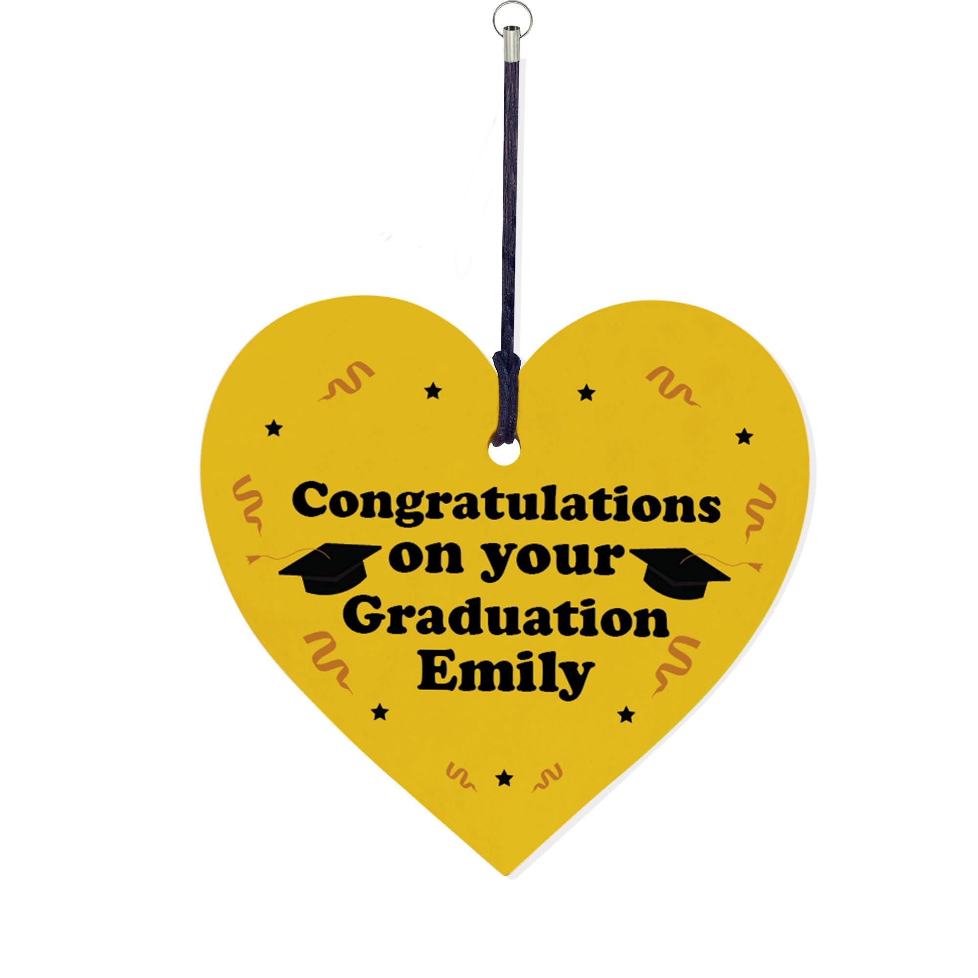 RED OCEAN Congratulations Gift Graduation Keyring Wood Heart Personalised Daughter Son Graduation Gift Keepsake