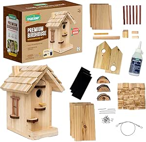 SparkJump Premium Wooden Bird House Kit - DIY Craft for Adults & Families