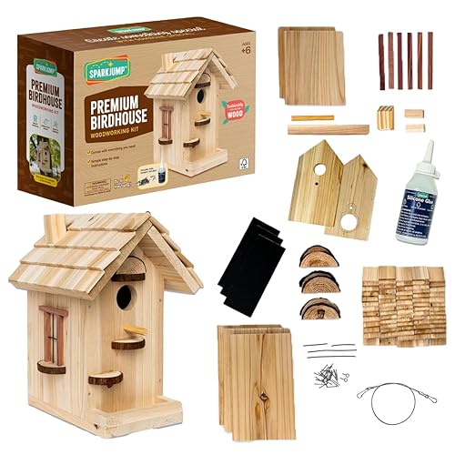 SparkJump Premium Wooden Bird House Kit - Build it Yourself