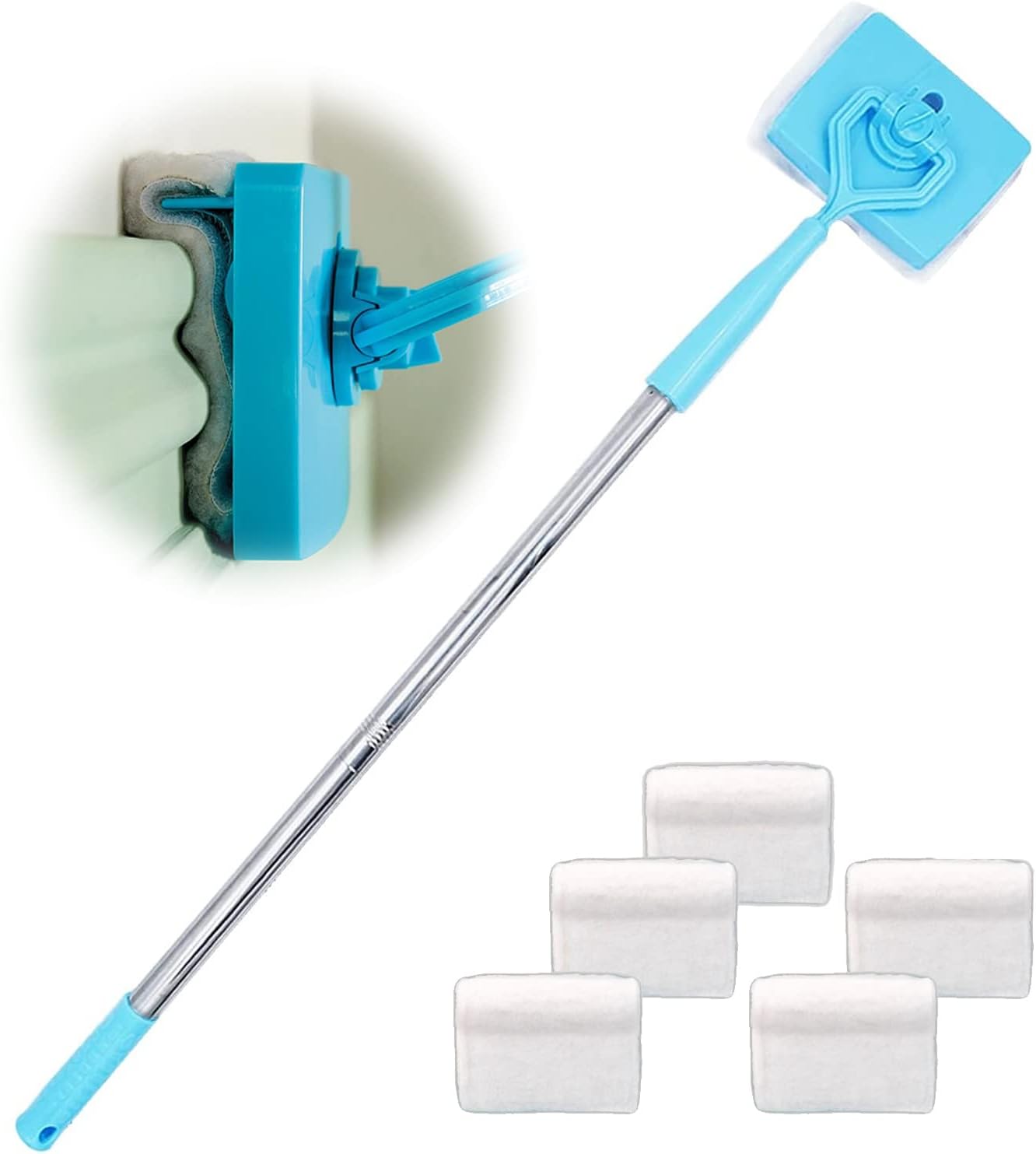 Baseboard Cleaner Tool with Long Handle 5 Reusable Cleaning Pads by No