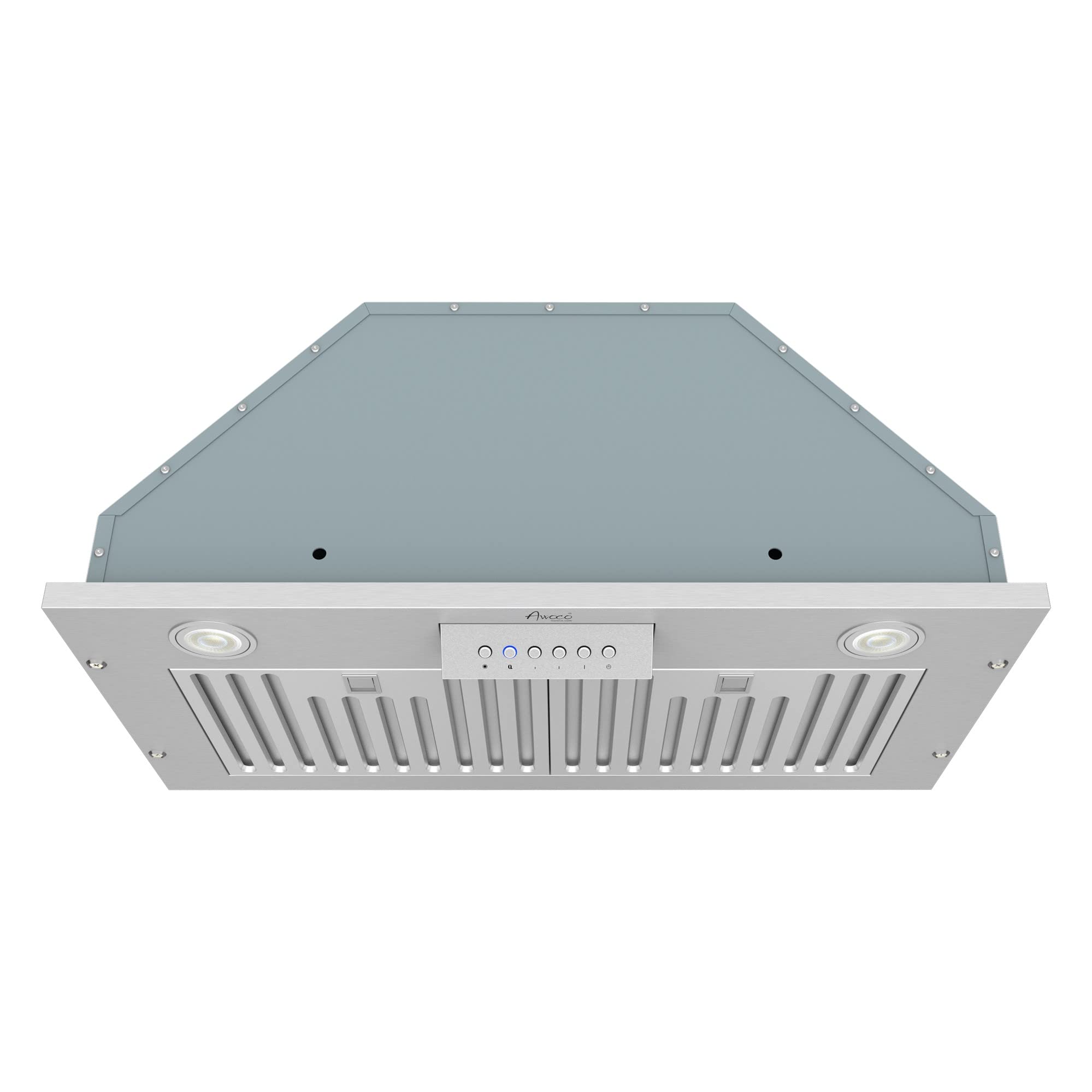 Awoco14-1/2”D Built-in/Insert Stainless Steel Range Hood, 4-Speed, 650 CFM, LED Lights, Baffle Filters for Wood Hood (M30")
