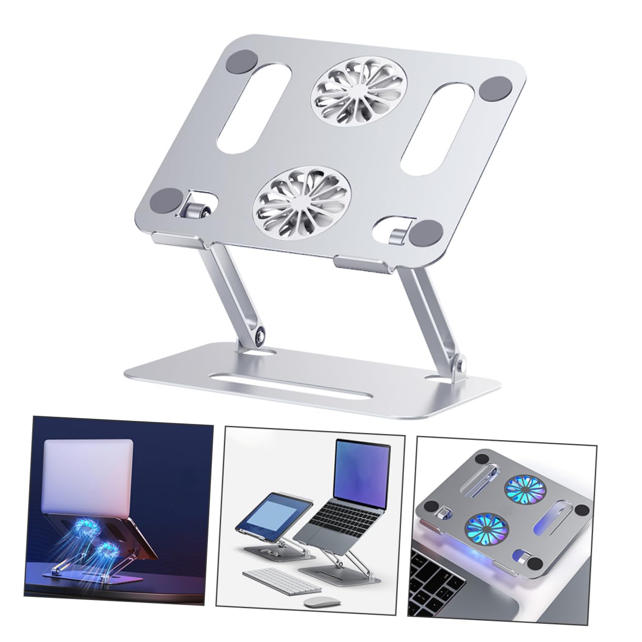 HEMOTON Refroidisseur Ordinateur Portable avec Double Ventilateur Et Design Réglable Support Ergonomique pour Laptop Et Tablette