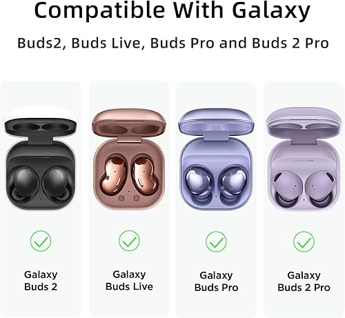 Miniatura 5 de AIIEKZ Compatible con Samsung Galaxy Buds 2  Buds ProBuds LiveBuds 2 Pro, funda de silicona suave con patrón de corazón dorado con bonito llavero de