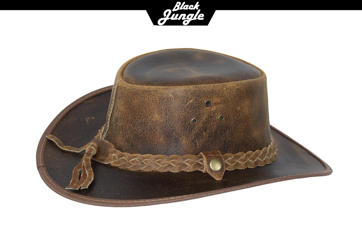 Black Jungle Bulat Sombrero de Piel, Sombrero del Oeste de Australia, Sombrero de Vaquero Bronceado