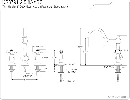 Miniatura 2 de Kingston Brass Heritage - Grifo para fregadero, KS3792AXBS
