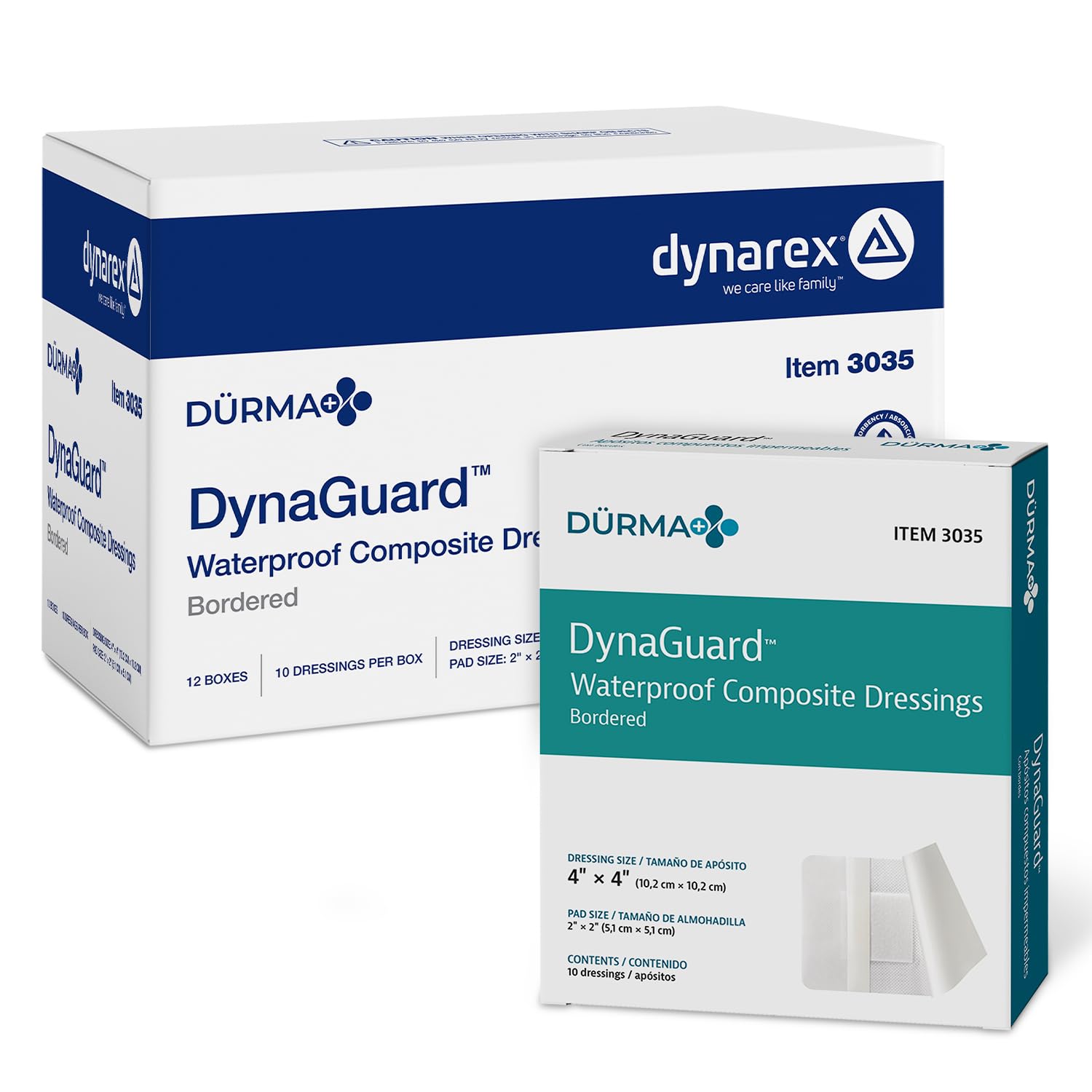 Dynarex Dürma+ DynaGuard Waterproof Composite Dressing, Bordered - Protective Wound Care, Medium-Absorbency, Multi-Layer Design - 4