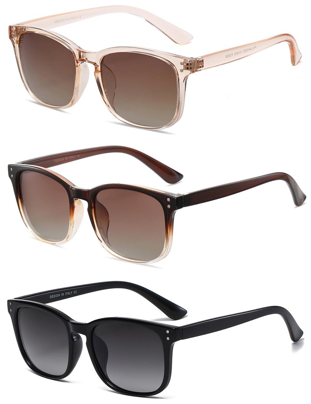 NCLLCE Polarized Sunglasses for Women Classic Retro Trendy Style Sun glasses UV 400 Protection(3 Pack)