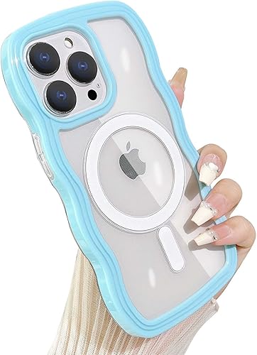 Yeddabox Funda compatible con iPhone 13 Pro con Magsafe, funda magnética ondulada para teléfono, lindo marco de colores de caramelo ondulado de Yeddabox Funda compatible con iPhone 13 Pro con Magsafe, funda magnética ondulada para teléfono, lindo marco de colores de caramelo ondulado de