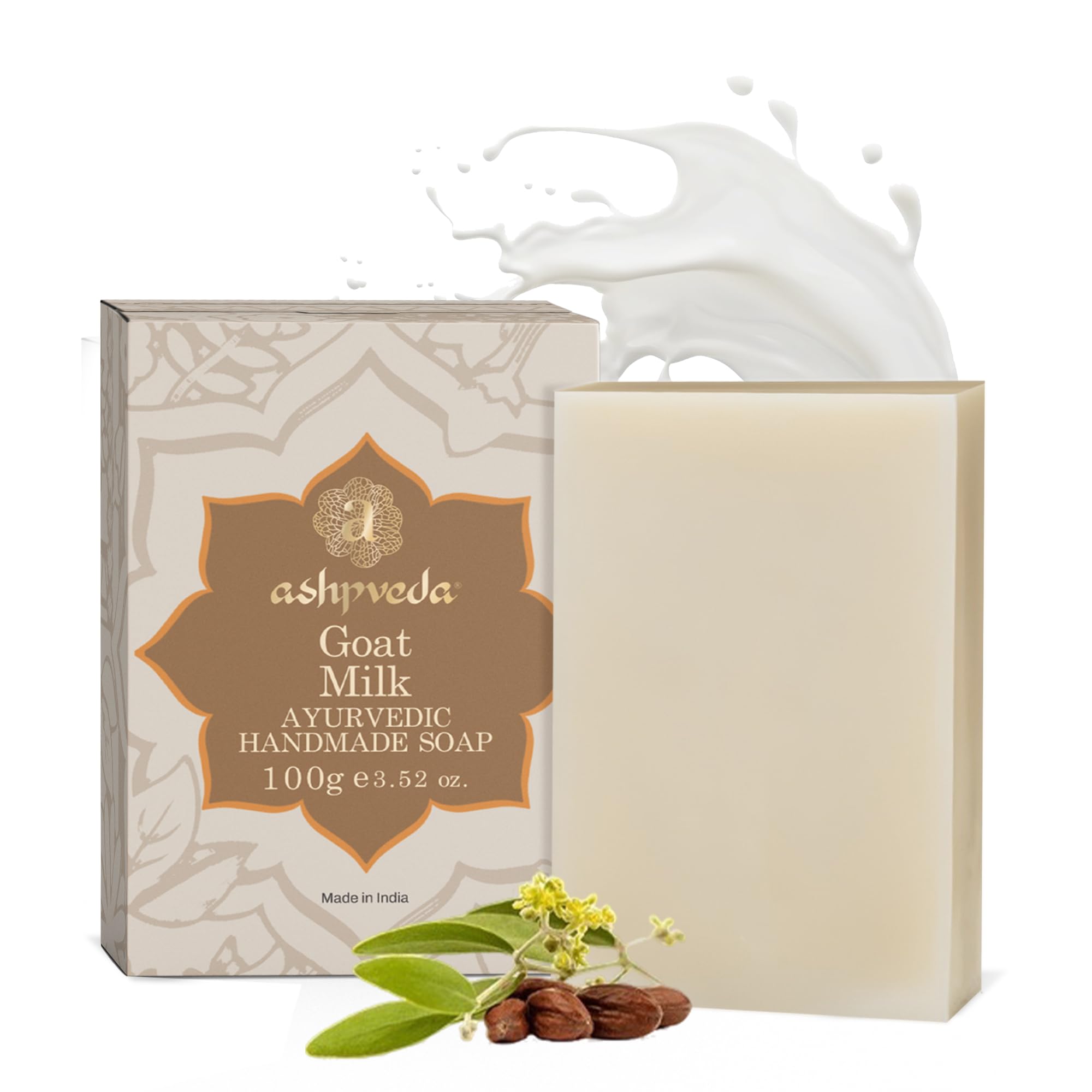 Ashpveda Ayurvedic Bathing Soap Bar for Skin Hydrating & Nourishment with Jojoba Oil & Goat Milk, 100g