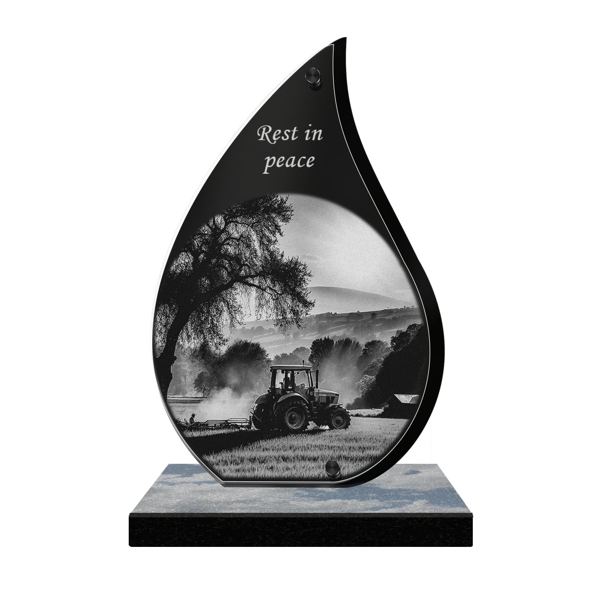 ETERNEL - Personalized Memorial Plaque Glow - Tractor, Farm, Farmer, Peasant - Customizable text, laser-engraved memorial plaque for tribute, tombstone, cemetery, ceremony