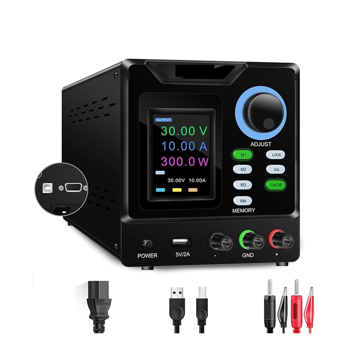 Alimentatore CC programmabile regolabile 30 V 10 A con porte USB e display LCD for uso in laboratorio(30V 10A 300W)