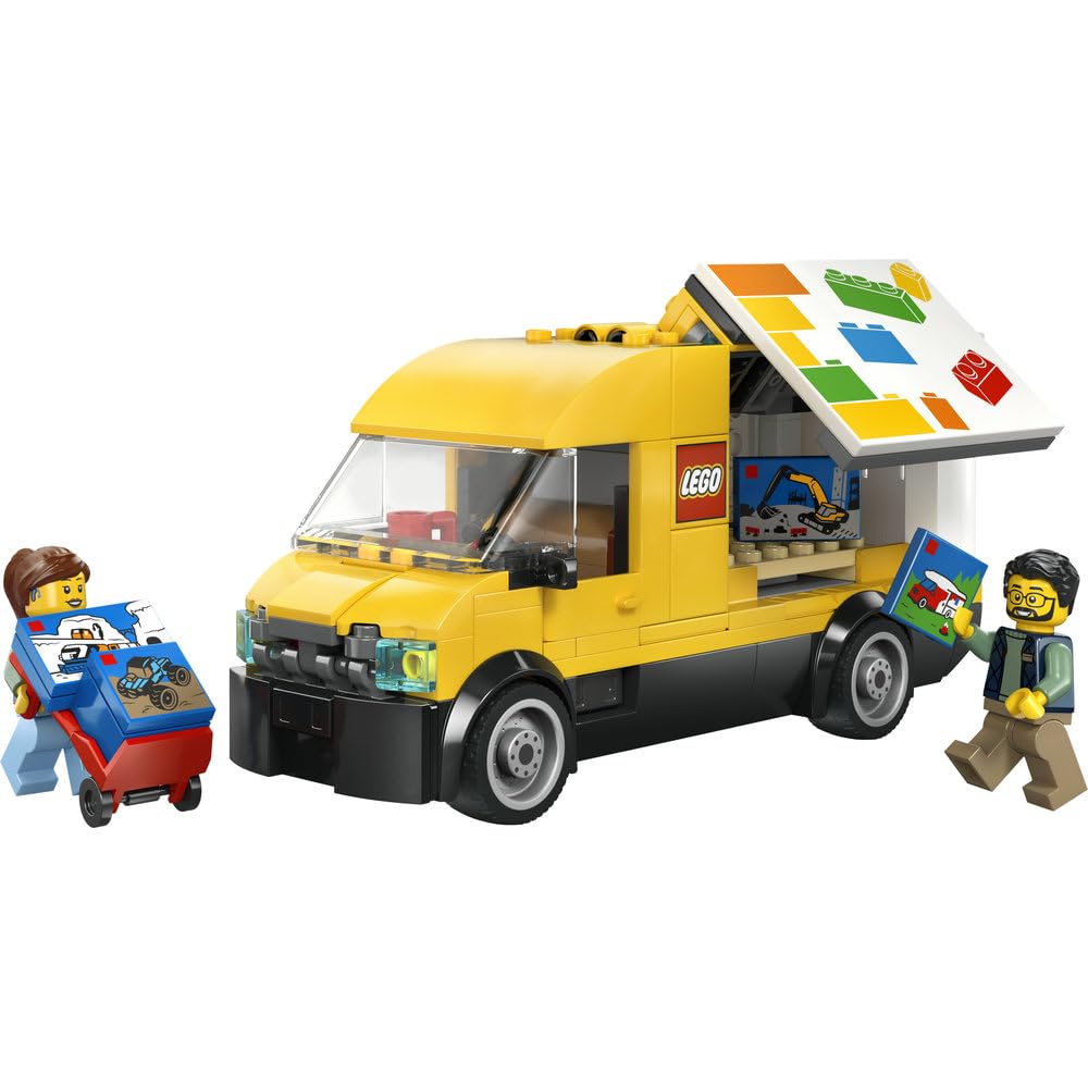 LEGO City Furgonetka LEGO, zabawka dla dzieci od 6 lat, klocki konstrukcyjne z pojazdem i dwiema minifigurkami, pomysł na prezent dla 6-latka, dla chłopca i dziewczynki na urodziny 60500