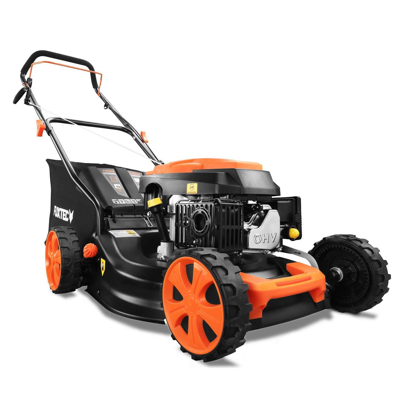 Kosiarka spalinowa FUXTEC 3w1 FX-RM4646ECO, 3,5 KM / 2,6 kW, szer. koszenia 46 cm, 7 poziomów (25–75 mm), 4-suwowa, kosz 50 l, mulczowanie i zlacze czyszczace