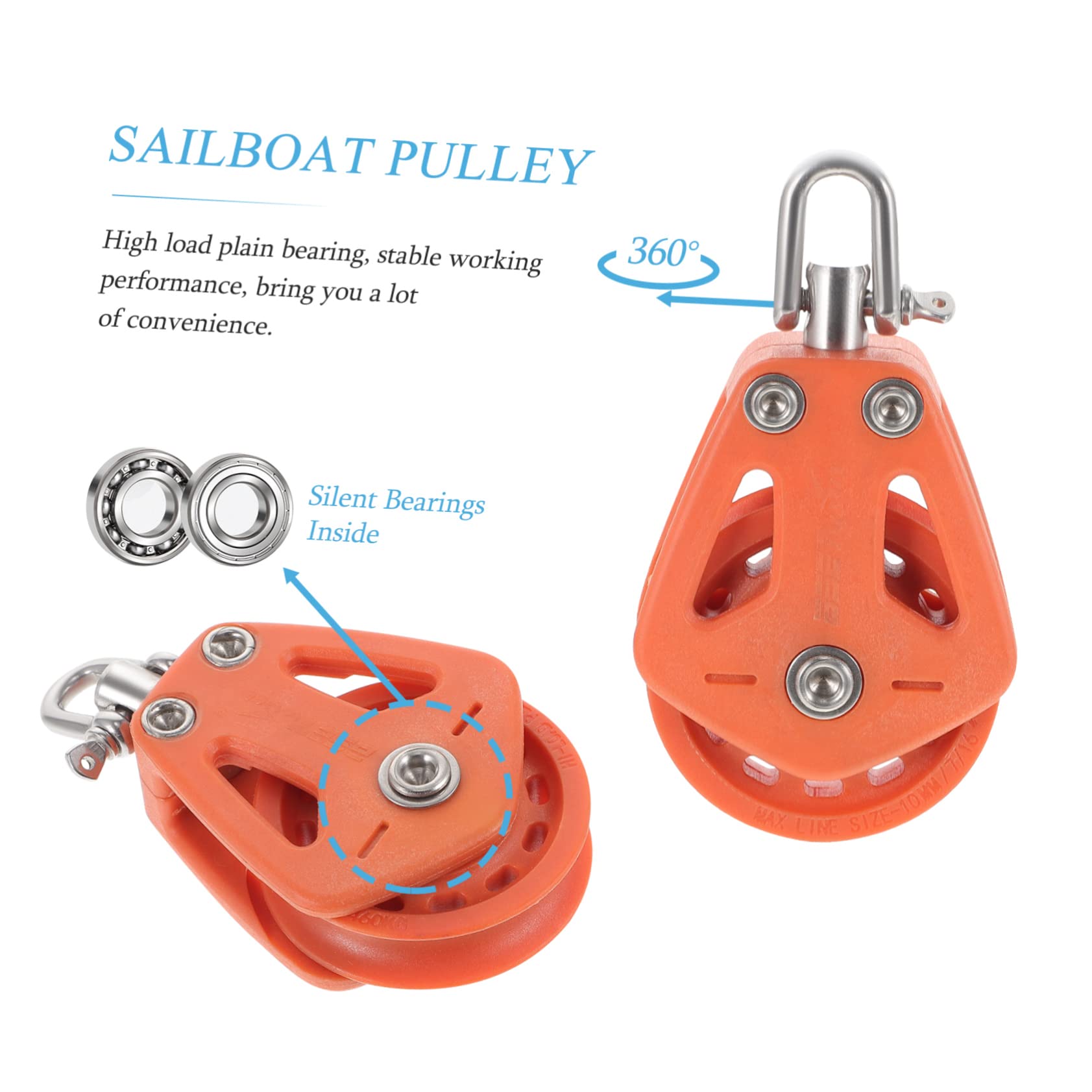 Abaodam Lot De 2 Poulies Pivotantes Robustes En Nylon Pour Voiliers