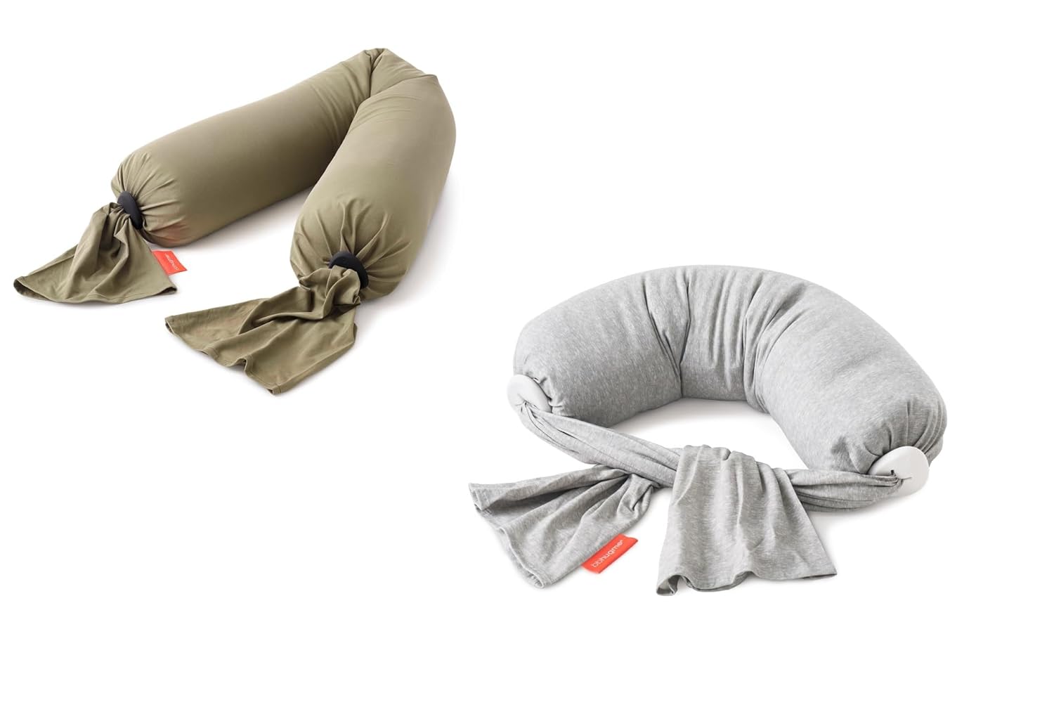 bbhugme Adjustable Pregnancy & Nursing Pillow Bundle – Full Body Support for Side Sleeping and Baby Care – Adjustable Firmness, Removable Covers – Dusty Olive & Grey Melange