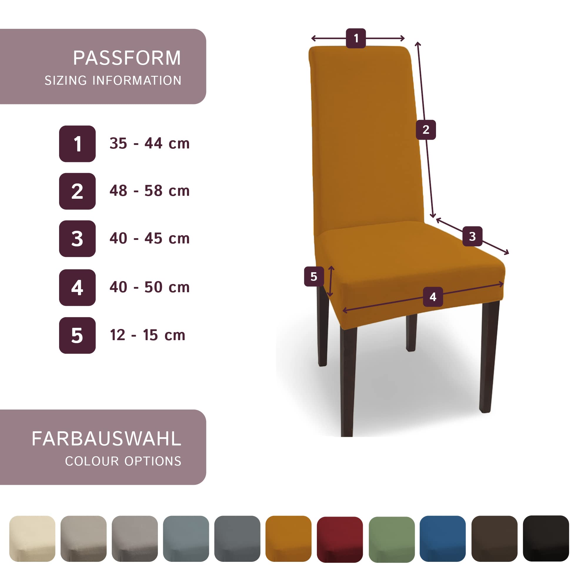 Scheffler Home Stuhlhussen Senfgelb 4er Set Jersey Baumwolle Natalie | Waschbare Stretch-Stuhlbezüge für Schwingstühle, Freischwinger und Esszimmerstühle, Öko-Tex zertifiziert