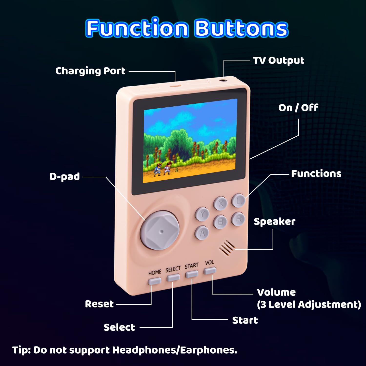 Consola de videojuegos de mano para niños, 100 juegos de 16 bits, consola de juegos retro de mano, consola de juegos fácil de llevar, pantalla a color de 2.8 pulgadas, batería recargable, consola de