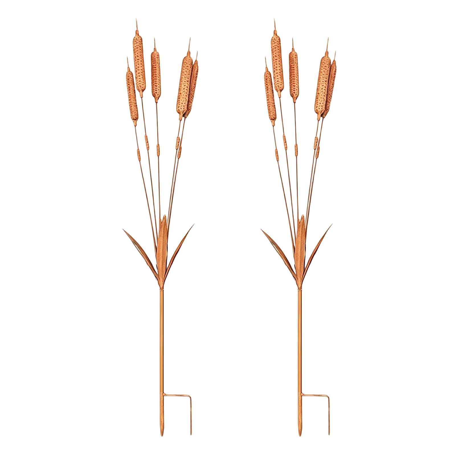 pofluany Rustic Ear of Wheat Rain Bells for Outside, Metal Flower Garden Stakes Bird Bath Decor, Whimsical Decor Garden Statues & Yard Ornaments for Cottage Core Decors 2pcs