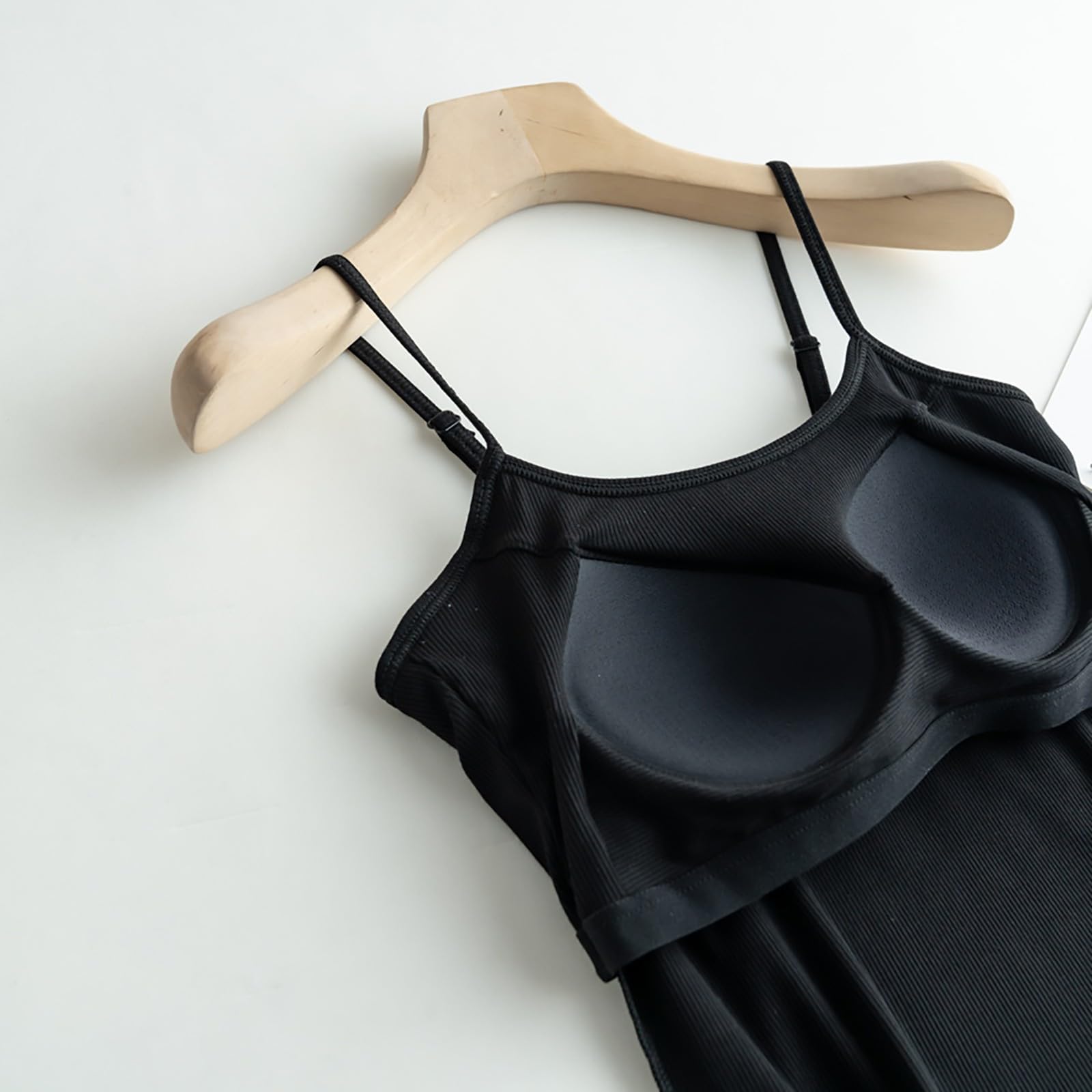 Camiseta de tirantes para mujer con sujetador acolchado, con sujetador integrado, push up, camiseta larga, sexy, corta, sujetador básico, camiseta interior de espagueti, sujetador sin aros, blusa sin