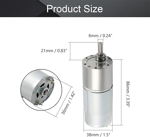 Miniatura 2 de Fielect Motor de engranajes DC 12V 16 RPM Motor eléctrico de alto par motor eléctrico de reducción de velocidad Motor con engranaje excéntrico Eje