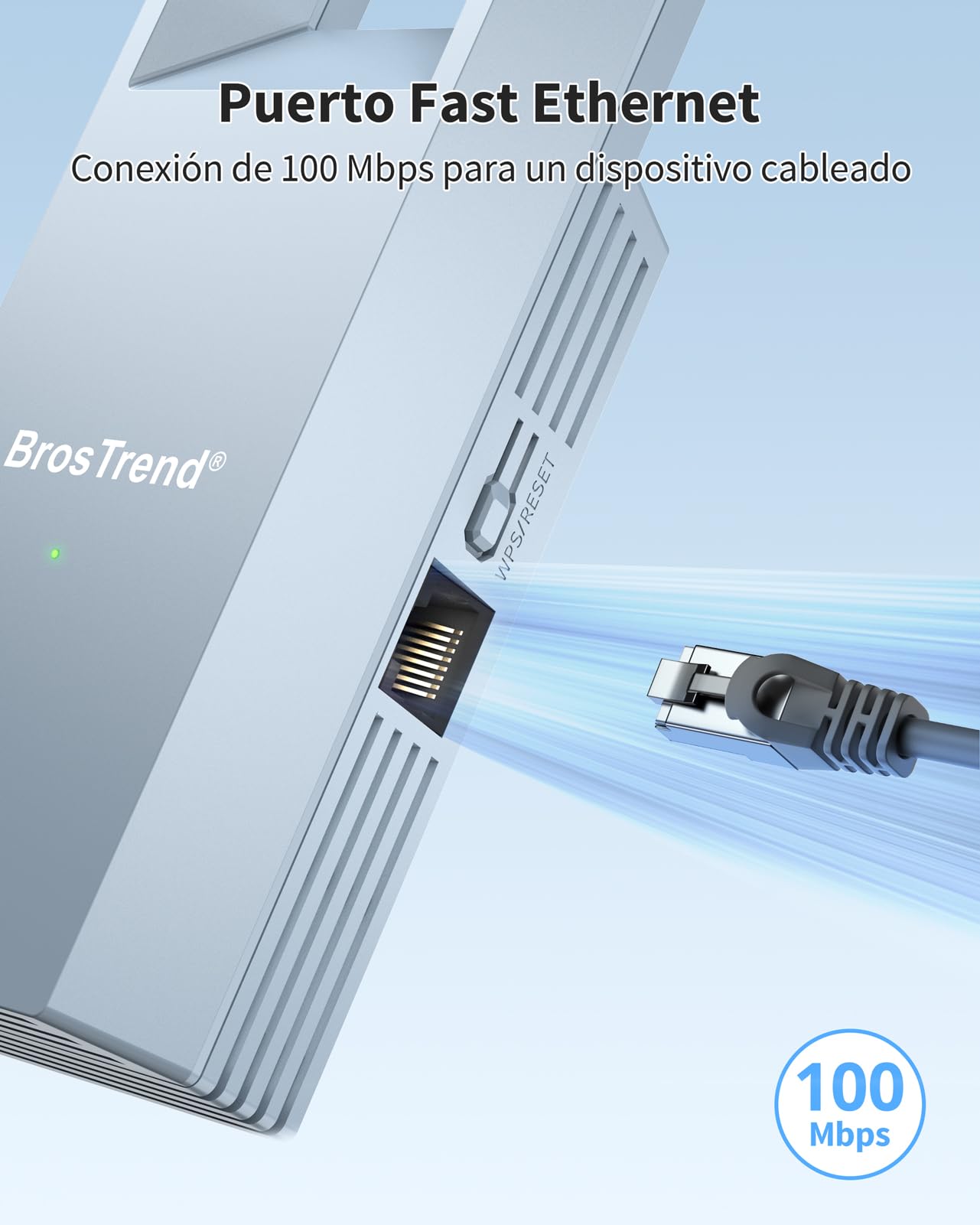 BrosTrend N300 Adaptador WiFi a Ethernet, Banda 2.4GHz 300Mbps Adaptador WiFi para Impresora, Smart TV, PC, Videoconsola, PlayStation, Xbox etc, Bridge Wi-Fi to Ethernet Adapter con Puerto RJ45 LAN