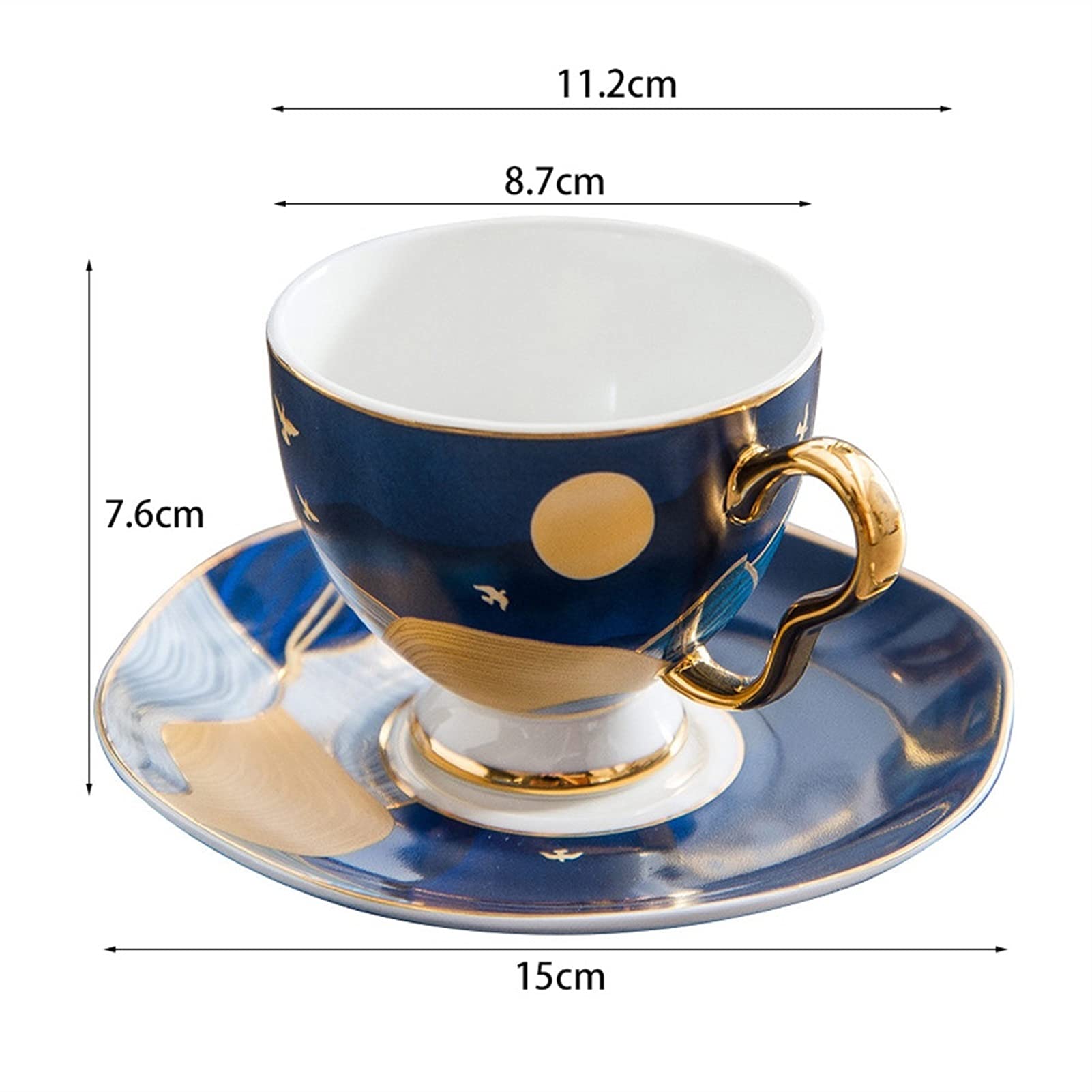 Ceramiczny zestaw kubków do kawy i spodków, 200 ml, gładkie kubki do latte, cappuccino, kubki na mleko z uchwytem, śniadanie, herbata, kubki na kakao, kubki deserowe na urodziny ojca