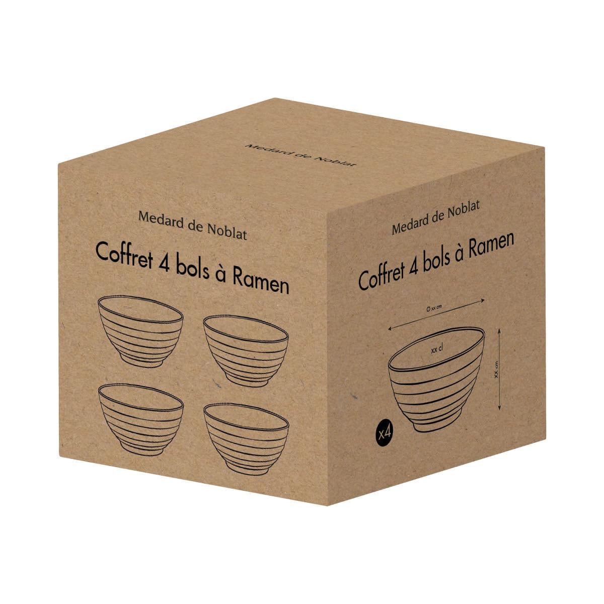 MEDARD DE NOBLAT - Bol à ramen - D18 cm / 1.1 L - Fuji - Grès couleurs réactives - Lot de 4 - Beige