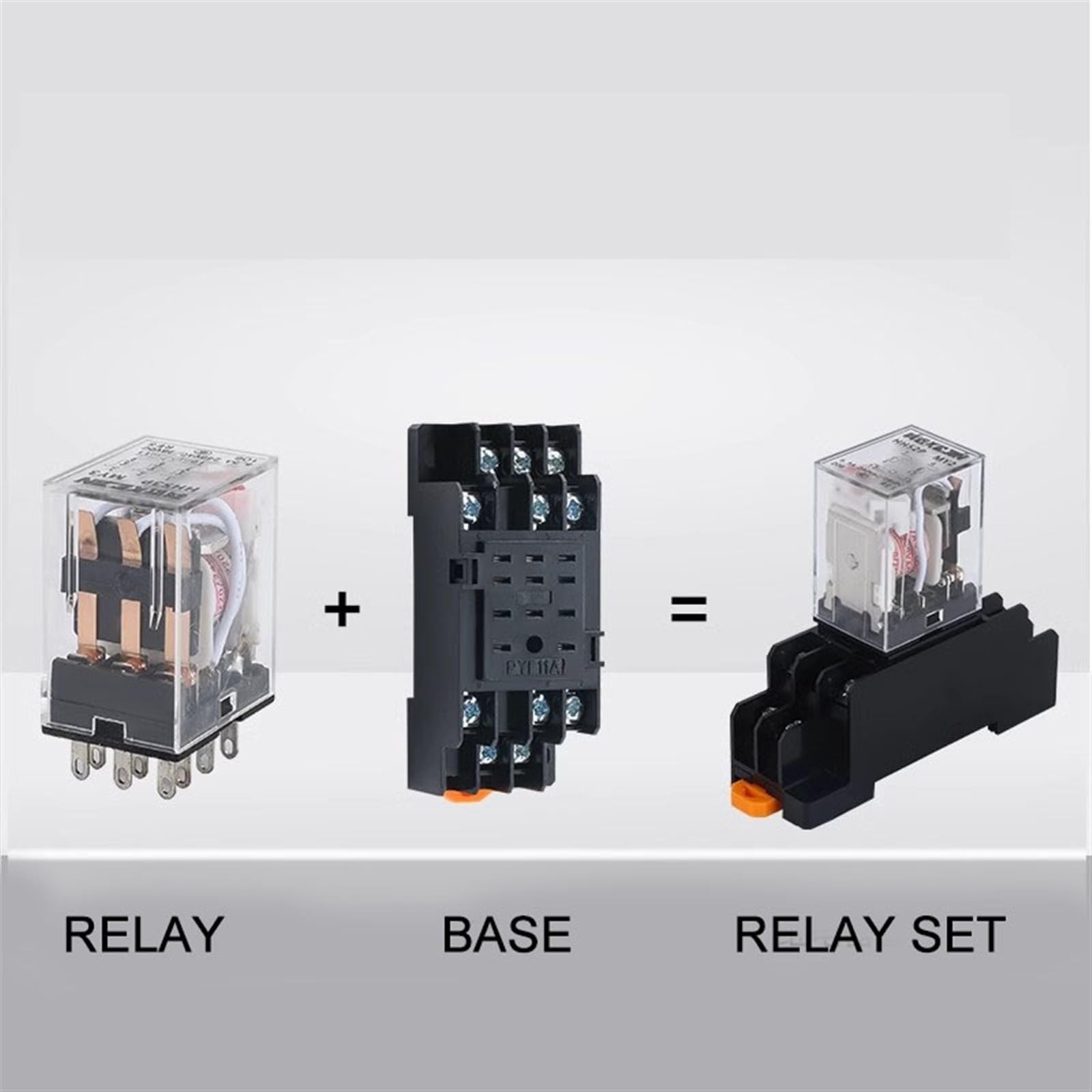 5 uds relé HH54P MY4NJ bobina Micro Mini interruptor de relé electromagnético con Base de enchufe LED AC 110V 220V DC12V 24V 36V(AC (5Pcs),12V With Base)